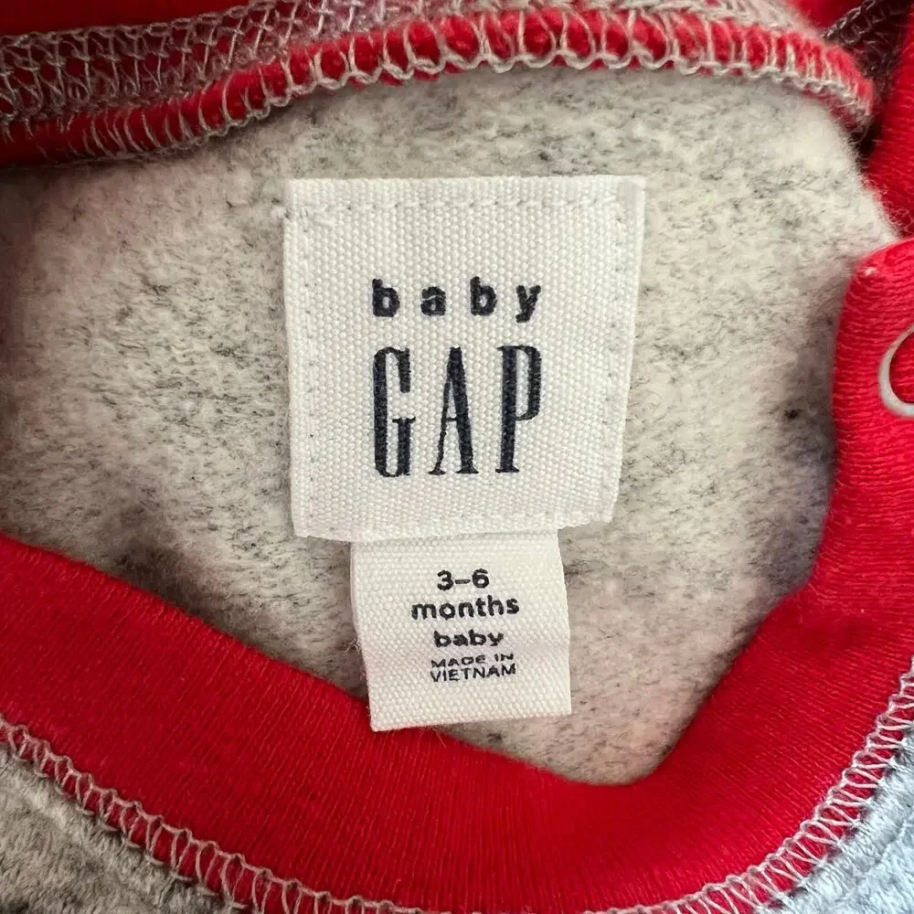 Baby Gap Knit Romper 3-6M Gray Rainbow Happy Graphic One Piece Long Sleeve - Picture 7 of 8